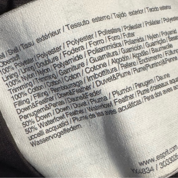 Espirit jacket coat down feather filled brown waist cinch inside button up fur - Picture 12 of 12